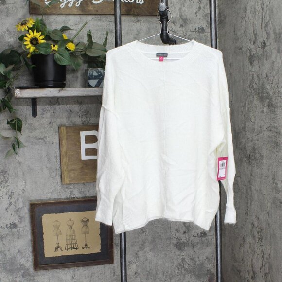 NWT Vince Camuto Womens Plus Size Crewneck Sweater 9251219 1X Antique White - Picture 3 of 6